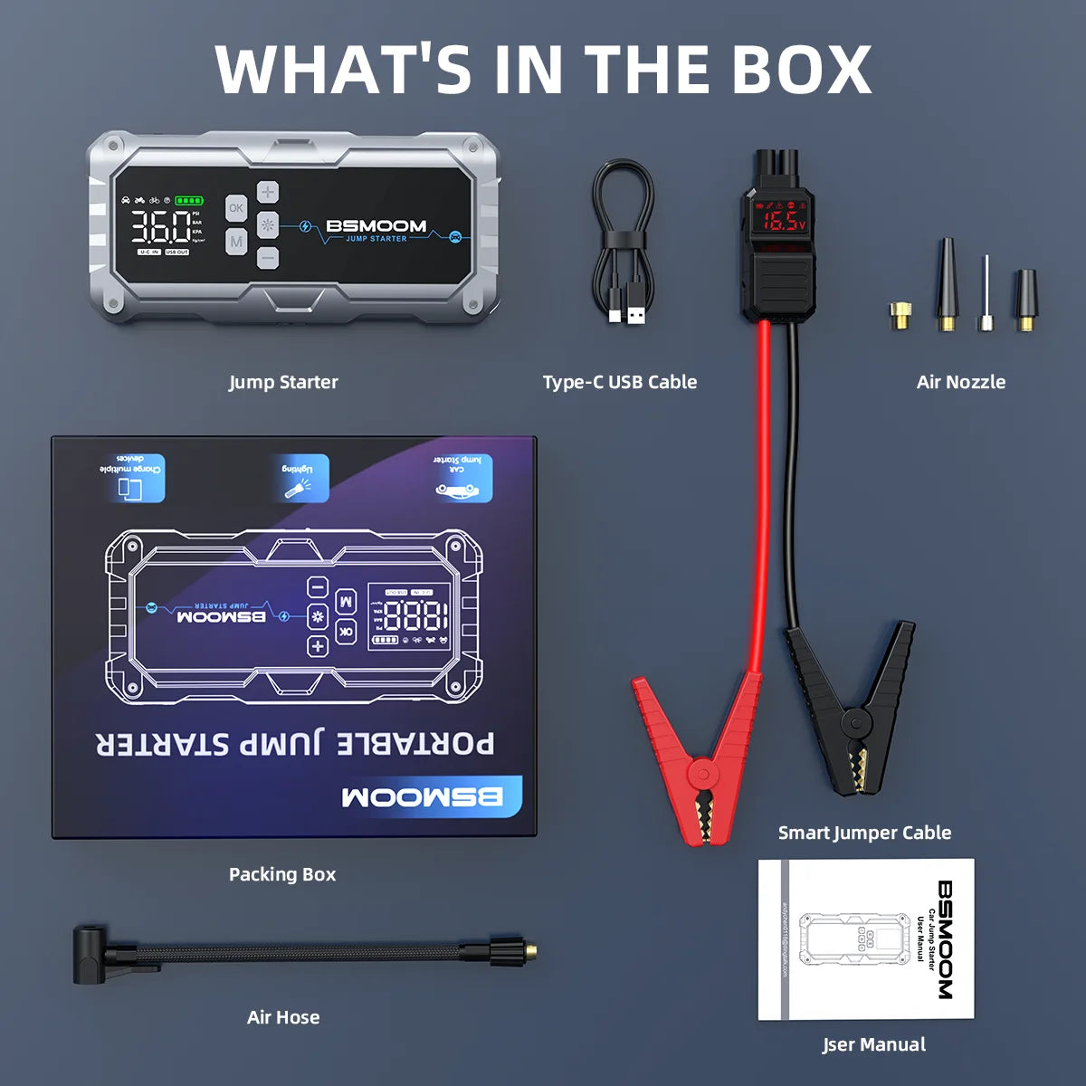 🚗⚡ Car Jump Starter with Air Compressor – 6000A Powerful Booster, 21800mAh Portable Battery Charger with LCD Screen