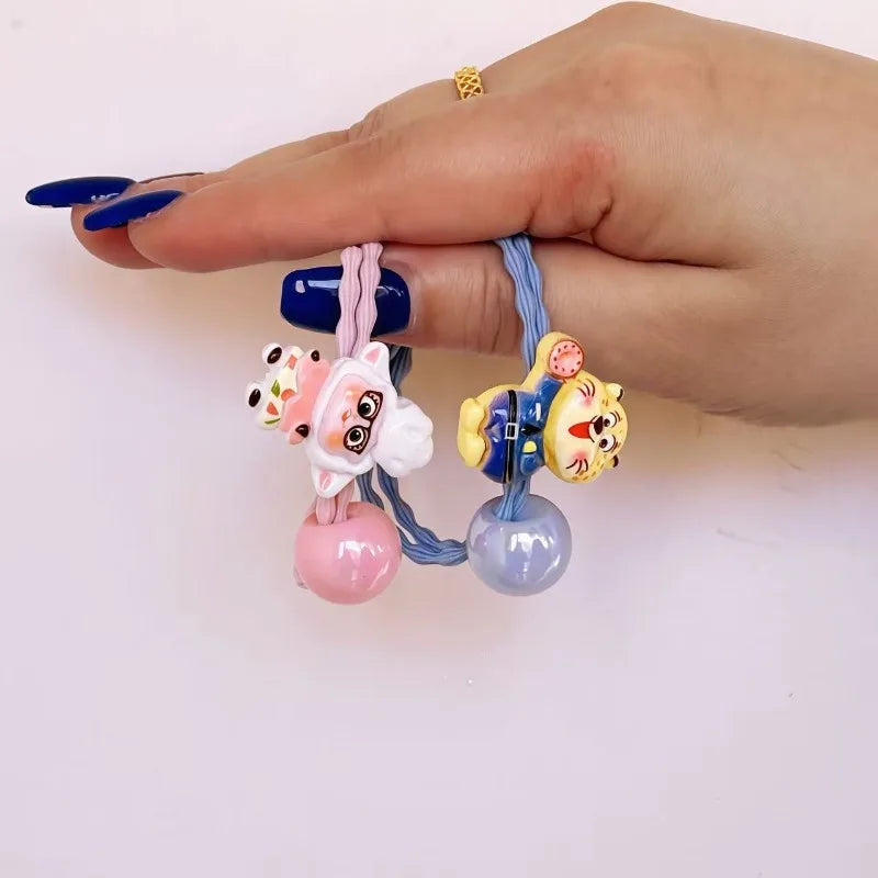 🐰🦊 Zootopia-Style Cartoon Anime 3D Plush Headband Set 🌈 | Cute Hair Accessories Rubber Bands & Hair Ties 🎀 | Colorful Gift for Girls