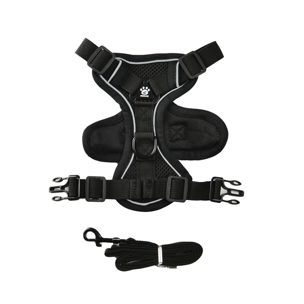 🐾🎽 Tactical Reflective Cat & Small Dog Harness with Leash