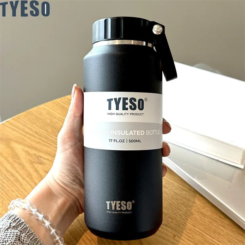 TYESO Large Capacity Insulated Water Bottle – Portable Handle Sport Travel Mug 💧✨