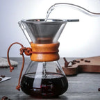 ☕✨ Hand Glass Pour Over Coffee Kettle | Stainless Steel Filter Drip Brewer 🫖 | Barista Hot Brewing Coffee Pot Dripper Maker