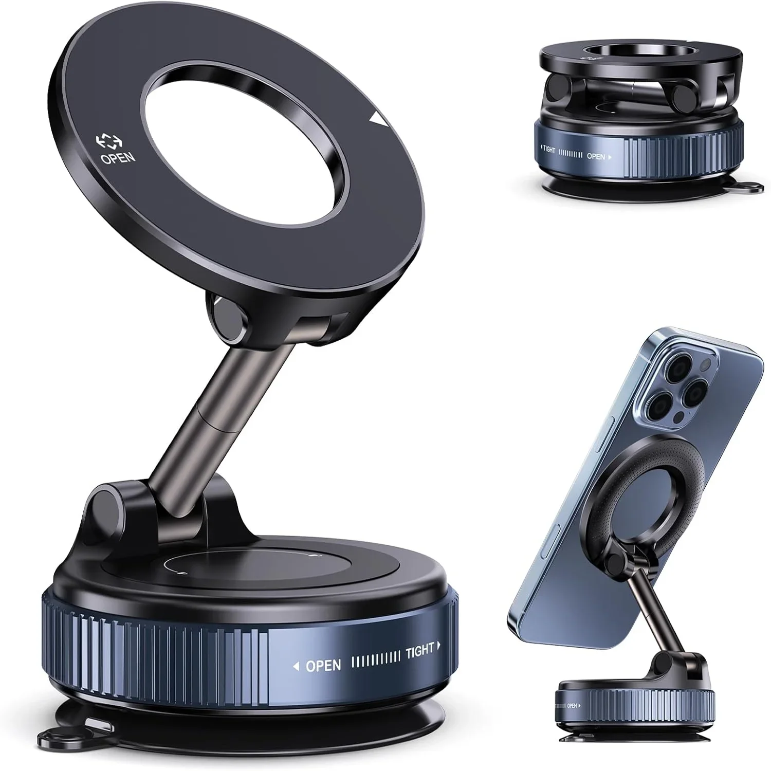 Upgraded 360° Vacuum Magnetic Phone Holder | Hands-Free Car Mount 🚗 | Suction Cup Magnetic Phone Stand for Car, Gym, Mirror, Kitchen & More ✨