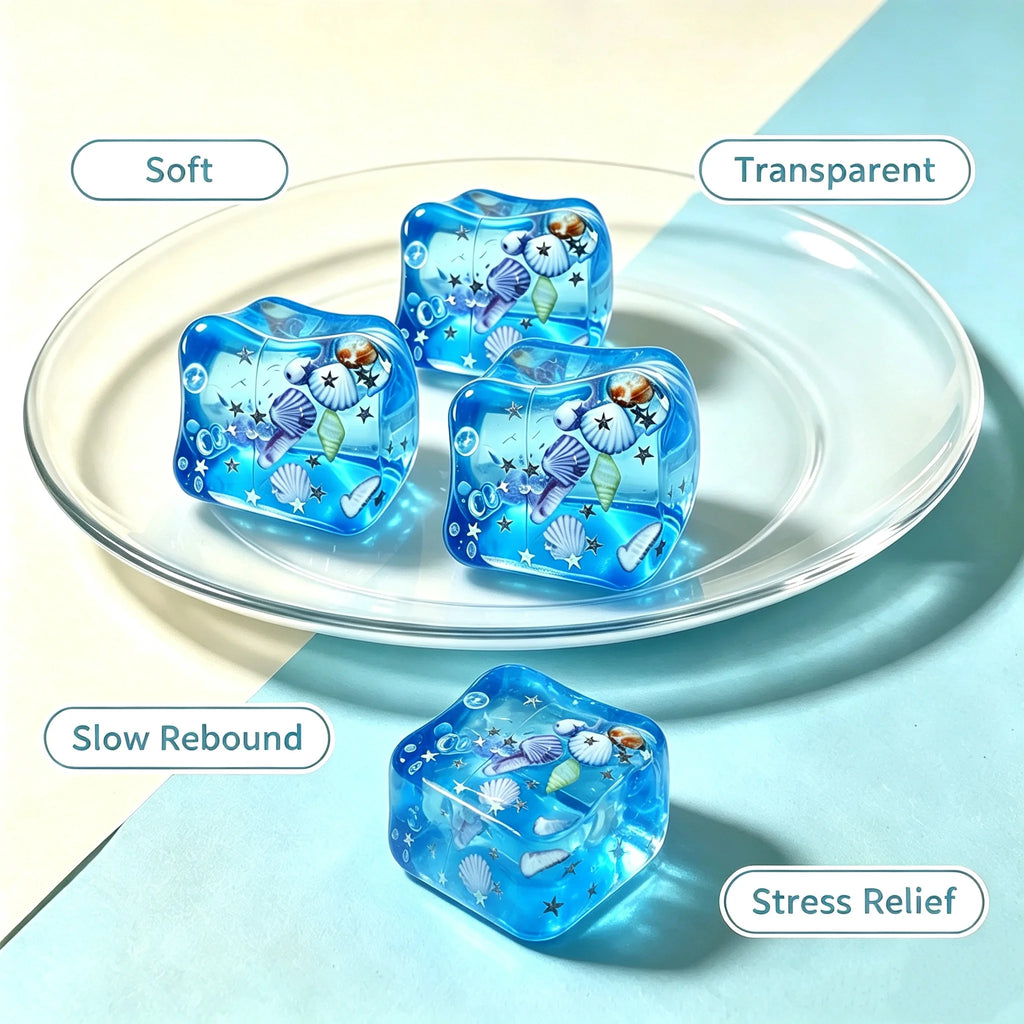 Ocean Shell Squishy Stress Ball – Transparent Star Maltose Fidget Toy