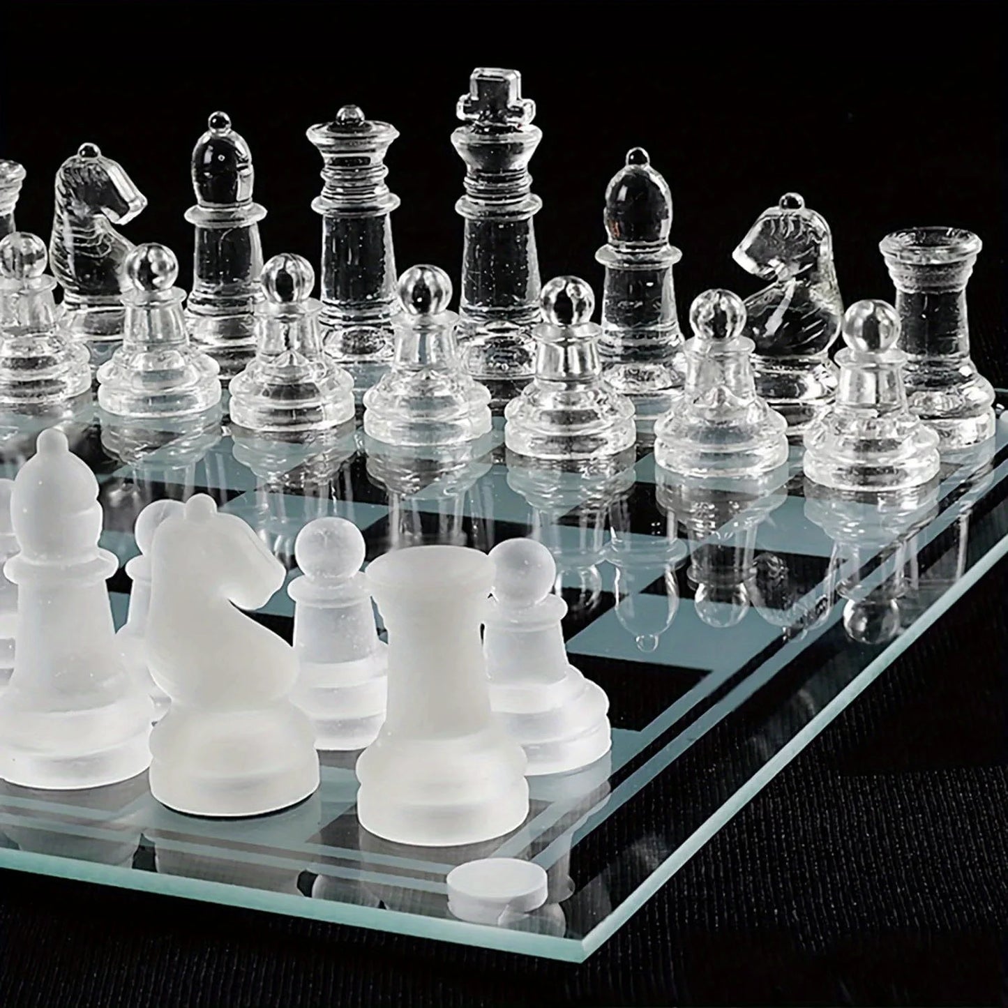 🏆 10" Handcrafted Glass Chess Set ♟️ Premium Quality | Elegant Home Décor ✨ Perfect for Game Nights & Chess Lovers
