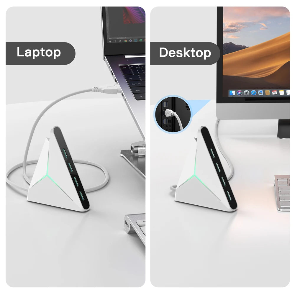 🔌💻 4-Port USB 3.0 Hub Docking Station – 5Gbps with LED & 39” Cable