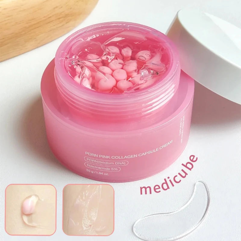 🌸✨ Korean PDRN Pink Collagen Capsule Cream | Niacinamide Lightweight Face Moisturizer 💖 | Non-Greasy Care for Uneven Skin Tone