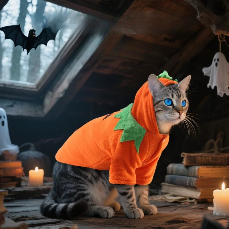 Halloween Pumpkin Pet Costume – Cute Outfit for Dogs & Cats
