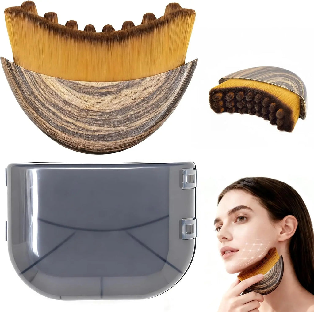 ✨💆‍♀️ Contour Facial Brush for Manual Lymphatic Drainage | Ergonomic Facial Cleansing & Shaping Brush 🌿 | Soft Durable Bristles Massager