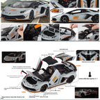 1:18 Scale SVJ63 Alloy Car Toy Model with Sound & Light Effects – Diecast Supercar Collection