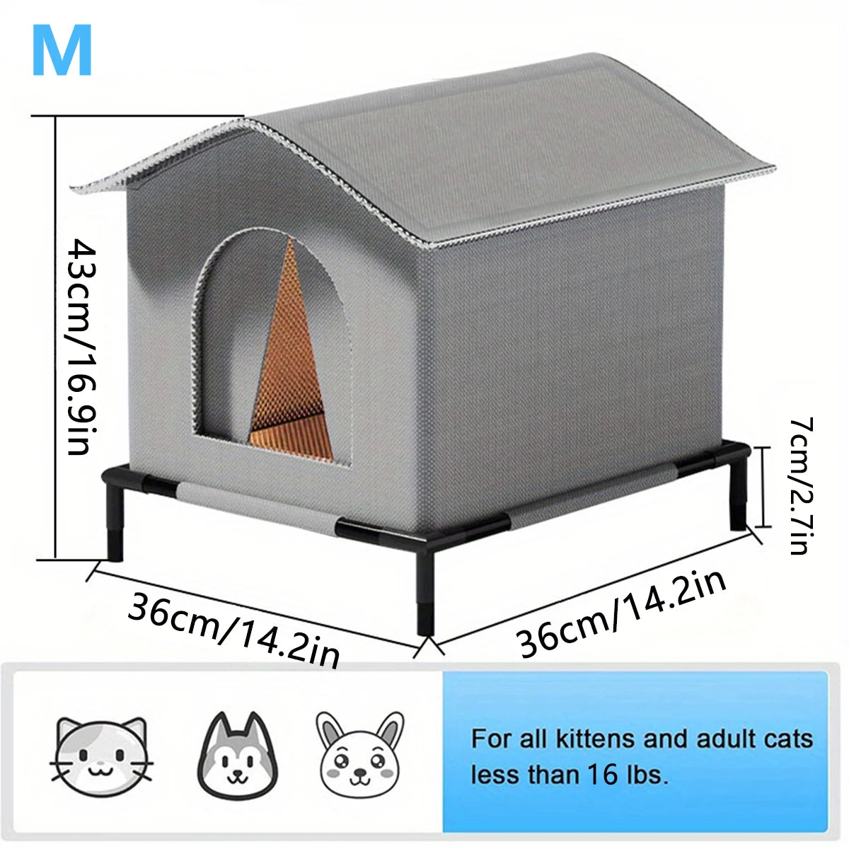 🐱🏠 Waterproof Winter Stray Cat House with Mat – Foldable Warm Shelter