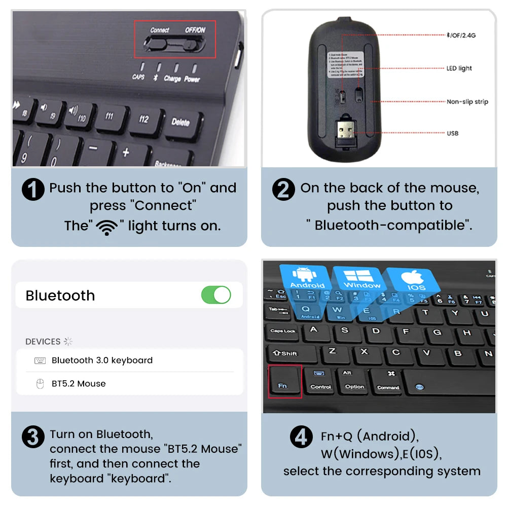 ⌨️📱 Mini Bluetooth Wireless Keyboard – Rechargeable Multi-Language
