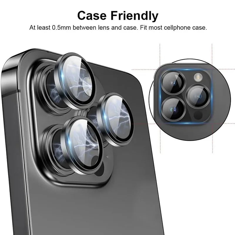 Aluminium Alloy Tempered Glass Camera Lens Protector for iPhone 16 Pro / Pro Max