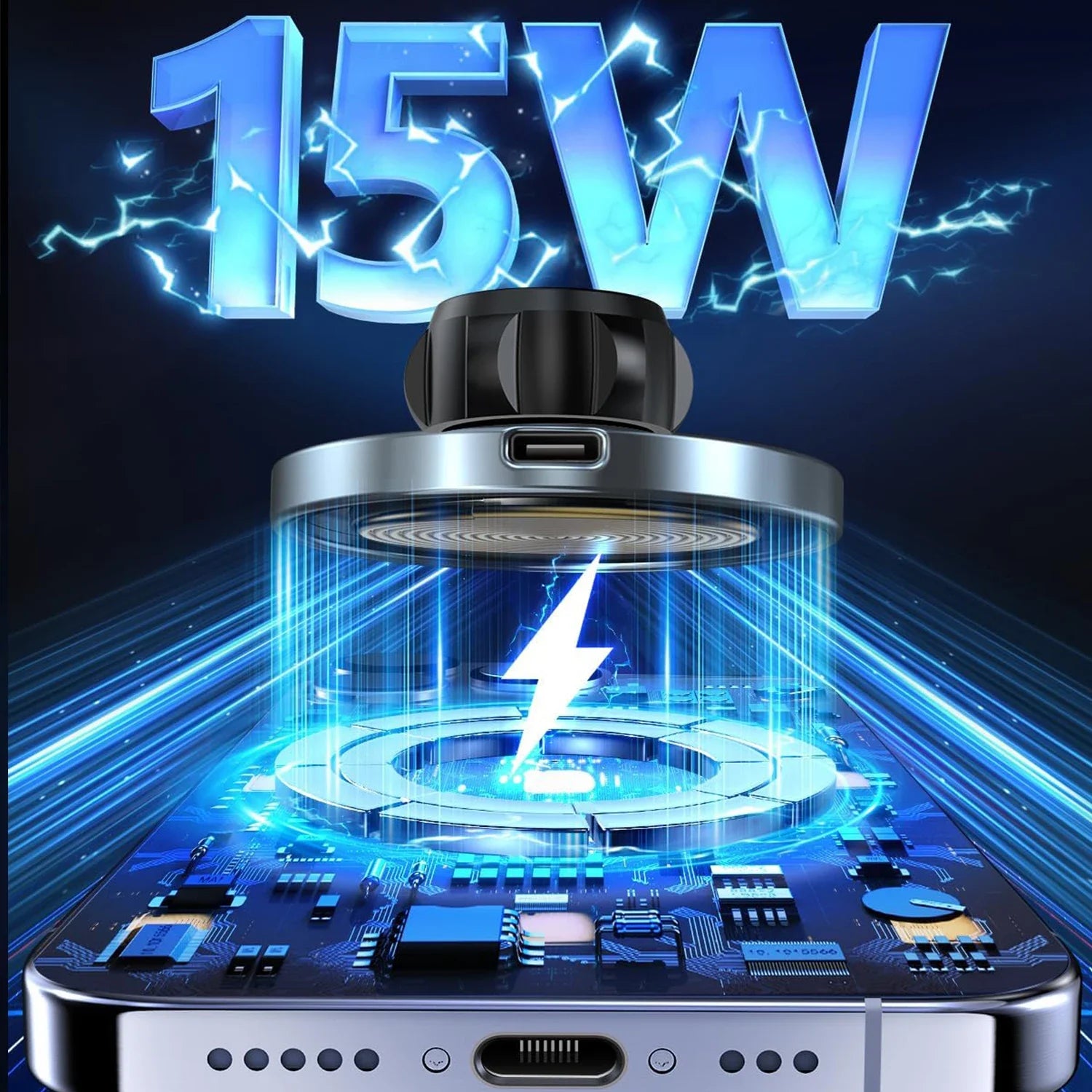 UYUXIO Magnetic Wireless Car Charger – 15W Air Vent Phone Holder