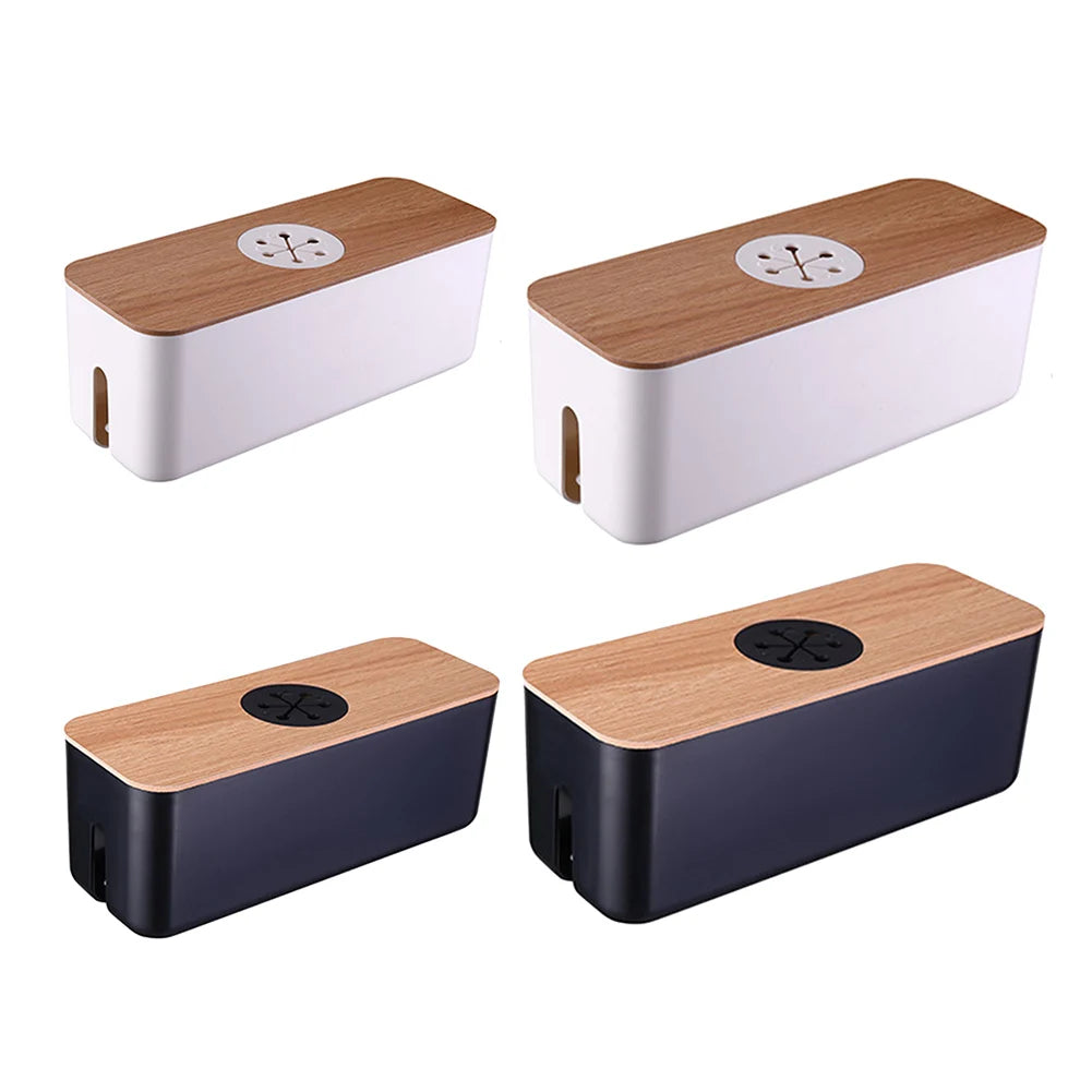 🌿📦 Wooden Cable Storage Box – Power Strip & Wire Organizer