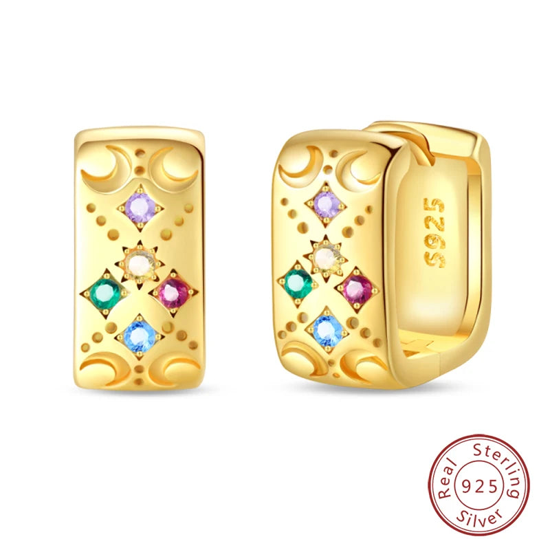 🌙⭐🐝 925 Sterling Silver Star Moon Bee Pendant Earrings ✨ | Gold-Tone Sparkling Zircon Luxury Earrings for Women 💎 | Wedding & Engagement Jewelry Gift 👰