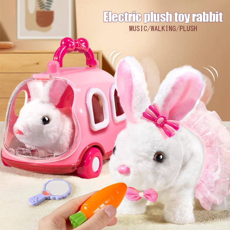 🐰🎶 Walking Rabbit Plush Toy – Interactive Moving & Sound Bunny That Dances | Educational Crawling Toy for Kids 3+