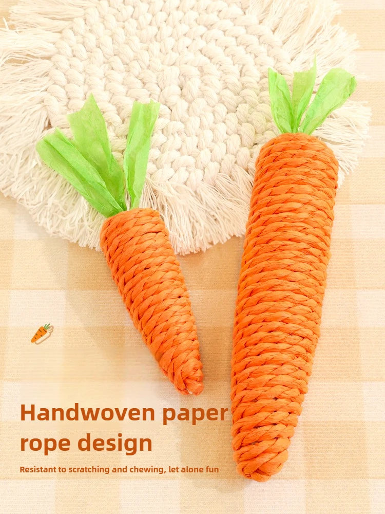 🥕🐱 Cat Carrot Chew Toy – Hemp Rope Teeth Grinding Interactive Toy