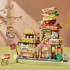 🍋🍜 Creative Mini Building Blocks – Snack Bar, Sea Fish Food House & Lemon Tea Shop DIY Puzzle Toy for Kids & Girls