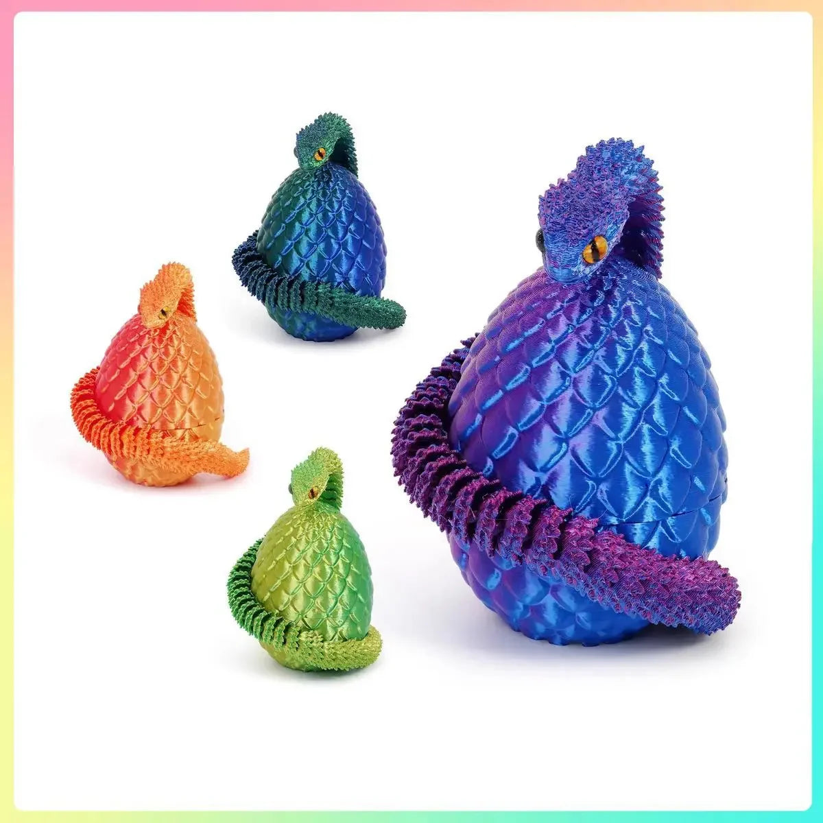 3D Printed Snake Egg Toy – Movable Articulated Fidget Figure