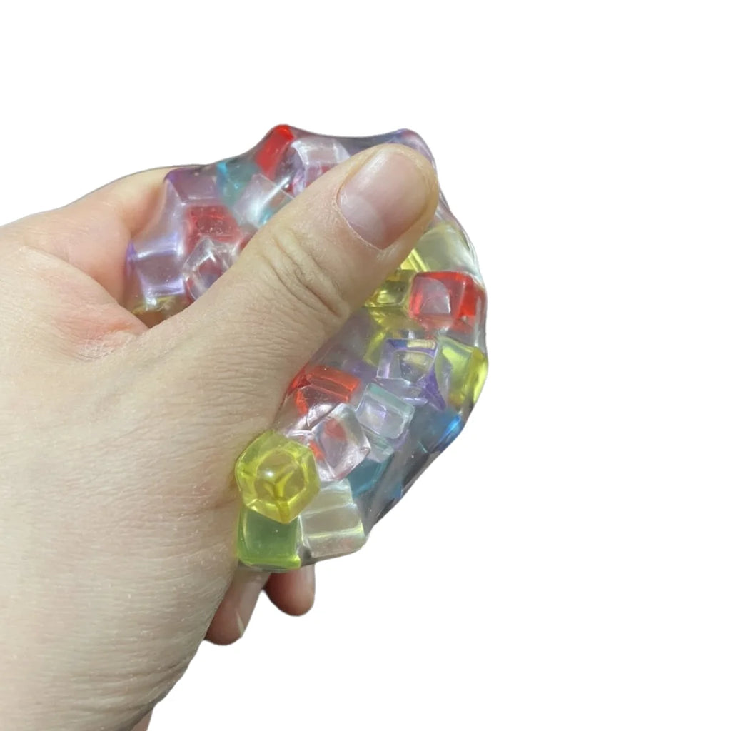 Rainbow Cube Stress Ball – TPR Bead Sensory Squeeze Fidget Toy