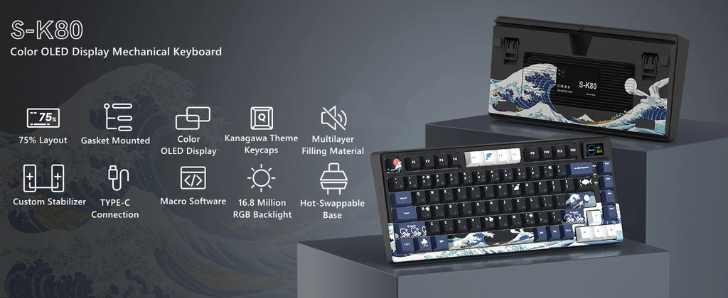 🔥⌨️ Wired Mechanical Gaming Keyboard with OLED Display – Hot-Swap RGB