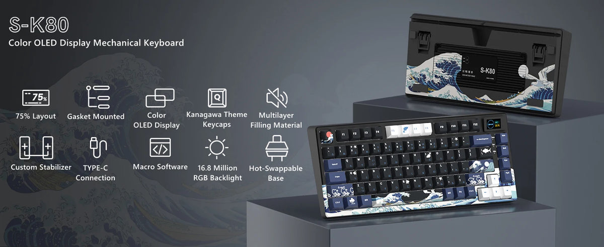 🔥⌨️ Wired Mechanical Gaming Keyboard with OLED Display – Hot-Swap RGB