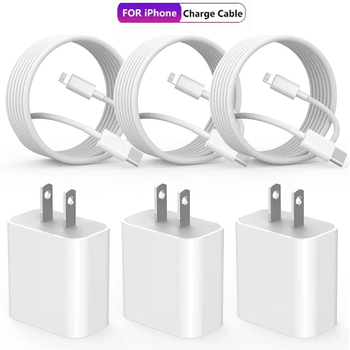 20W USB-C Fast Charger Set with 3.3FT Cable – For iPhone 14 / 13 / 12 / 11