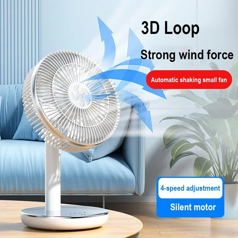 🌬️🔋 7200mAh Rechargeable Desktop Fan – High Wind Portable Table Fan