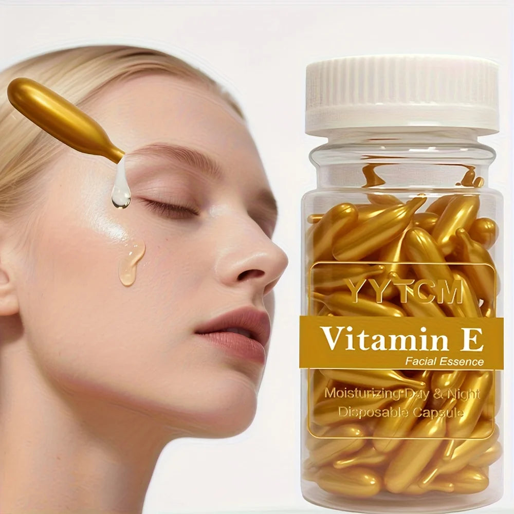 ✨💧 Vitamin E Serum Capsules – Hydrating & Moisturizing Single-Use Facial Essence (90 Capsules / Bottle)