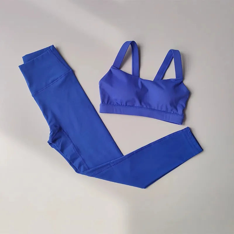 Seamless Yoga Set for Women, Workout Sportswear, Gym Clothing, Fitness Push Up Bra Set, High Waist Leggings, 2Pcs Sports Suits