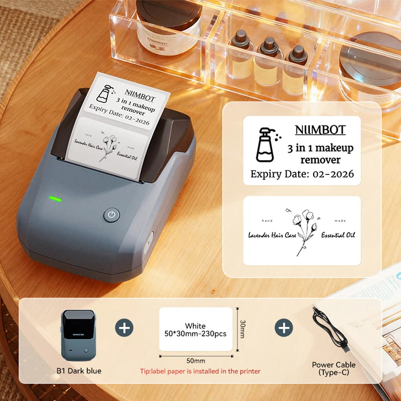 🏷️📱 NIIMBOT B1 Portable Thermal Label Printer – 2 Inch Bluetooth Sticker Maker