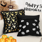 Halloween Cushion Cover – Bat & Ghost Gothic Décor
