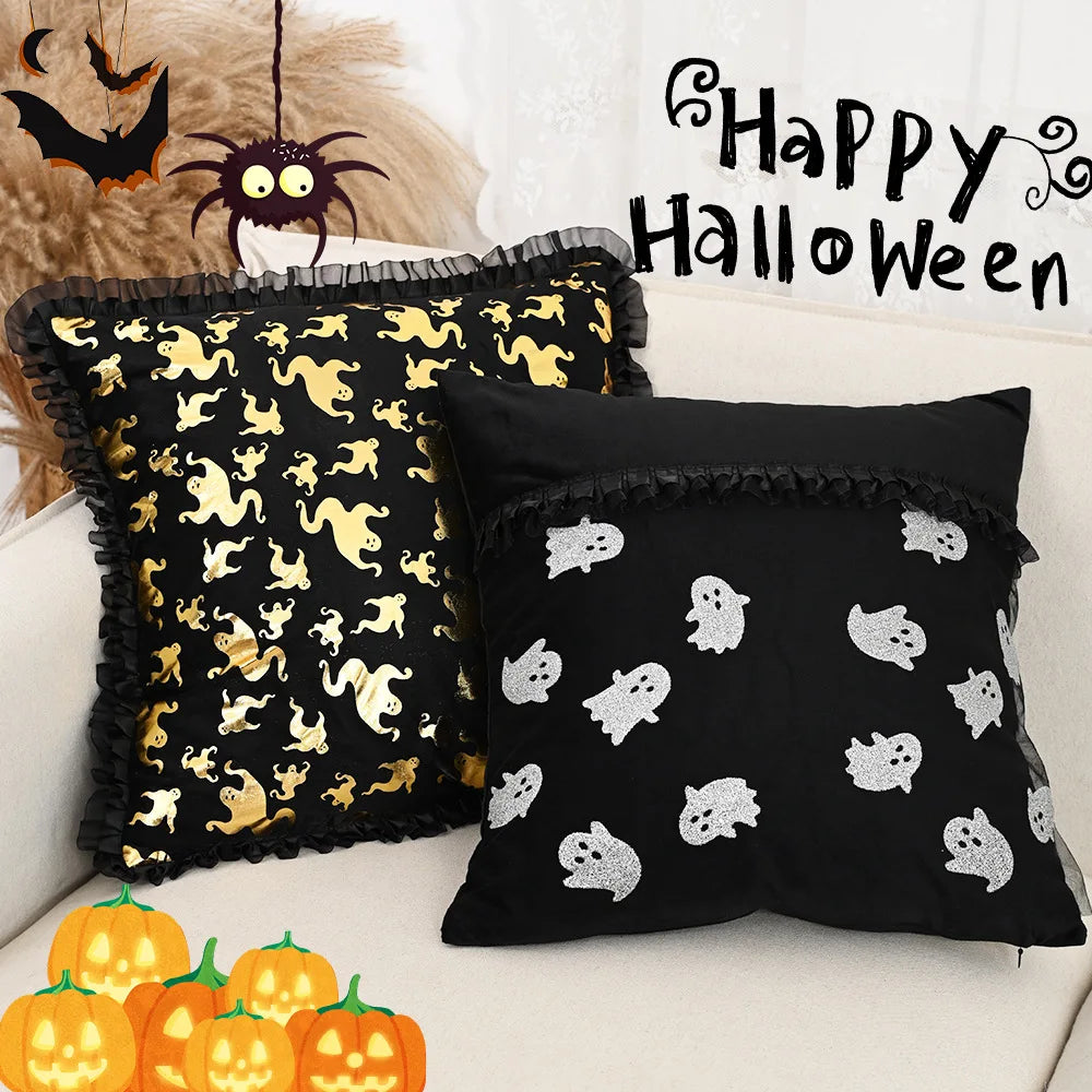 Halloween Cushion Cover – Bat & Ghost Gothic Décor