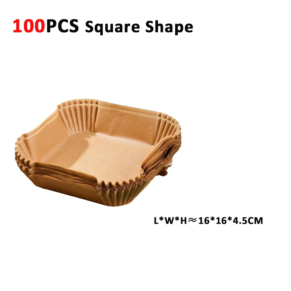 🍟✨ Air Fryer Paper Liners (50 / 100 PCS) | Non-Stick Oil-Proof & Waterproof Baking Paper 🧁 | Disposable Air Fryer & Microwave Paper Tray