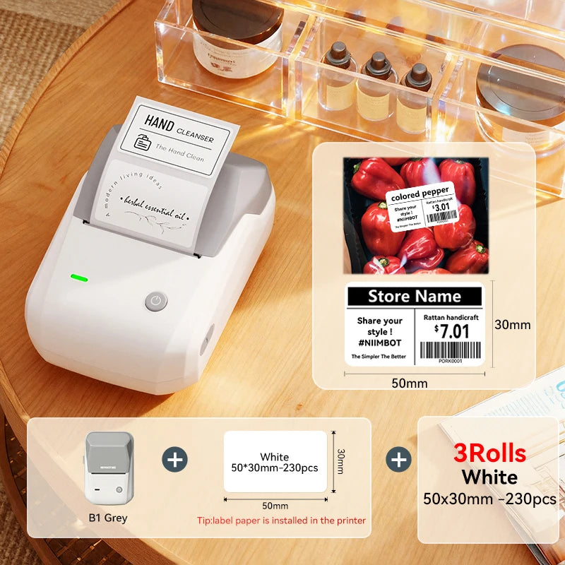 🏷️📱 NIIMBOT B1 Portable Thermal Label Printer – 2 Inch Bluetooth Sticker Maker