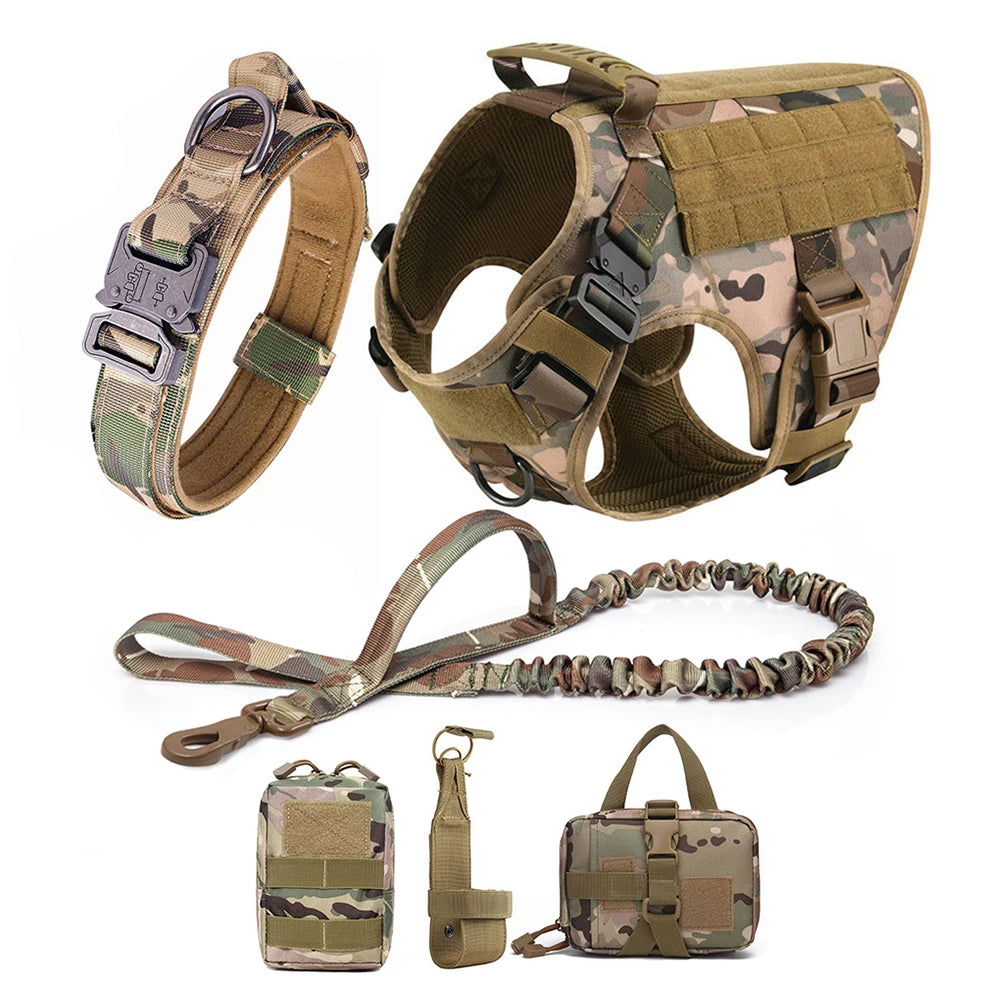Tactical Large Dog Harness & Leash Set 🐕‍🦺 Military Training Vest with Collar for German Shepherd, Malinois & Medium-Large Dogs