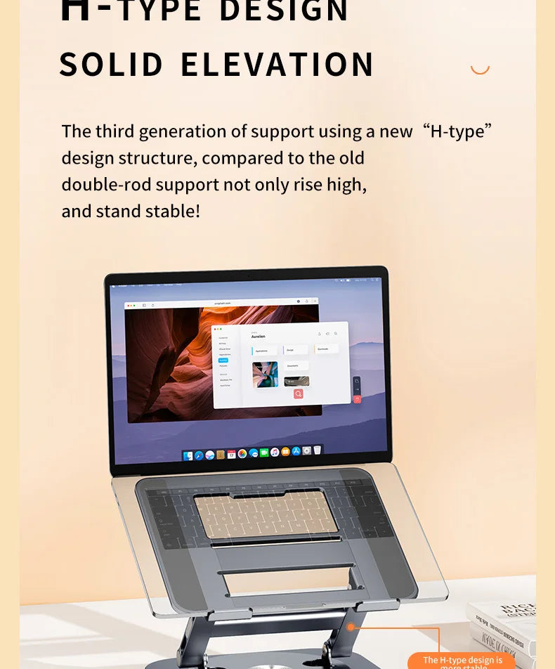 💻🔄 360° Rotatable Aluminum Laptop Stand – Adjustable Desk Riser