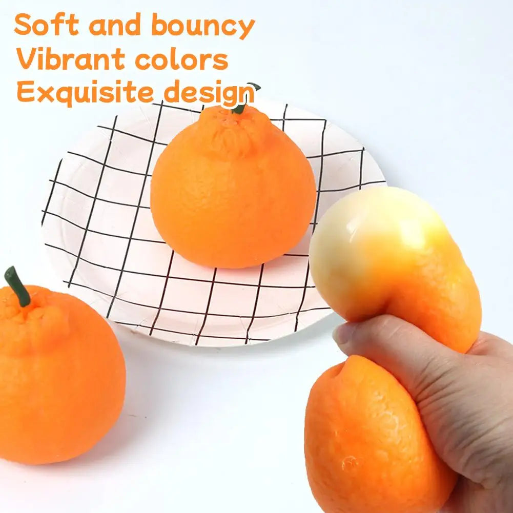 Orange Squishy Stress Ball – Realistic Fruit Sensory Squeeze Toy