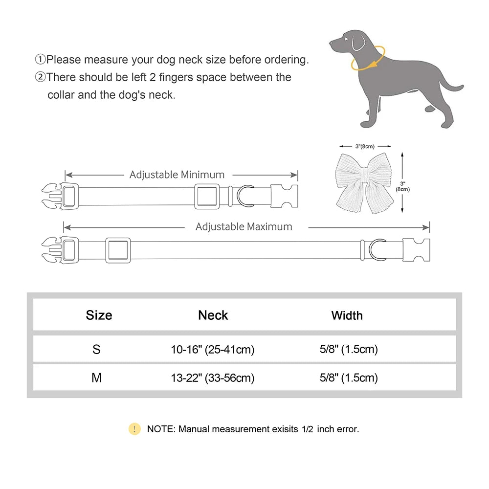 🎀🐾 Personalized Dog Collar with Bowtie – Custom Engraved ID