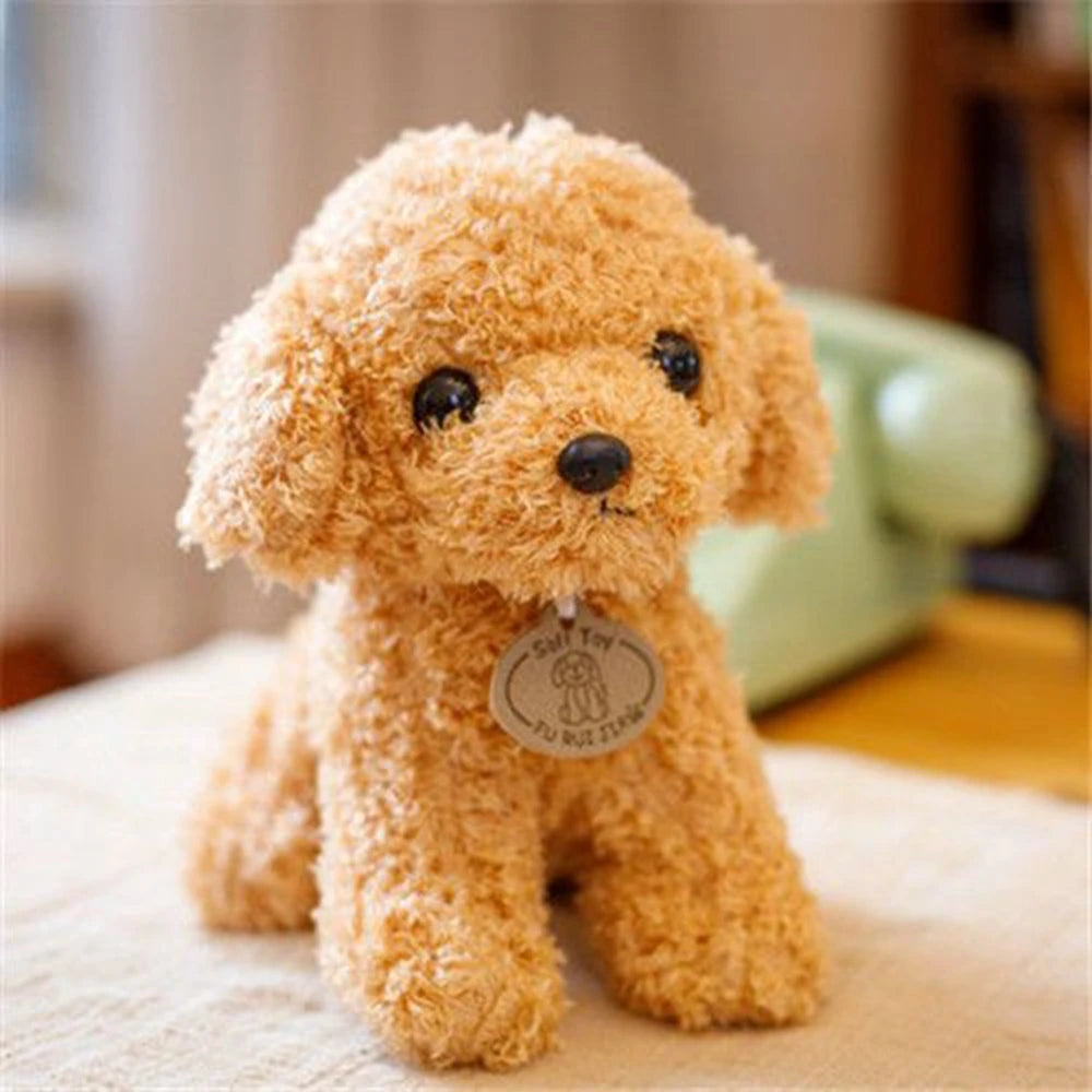 🐶🧸 8" Cute Teddy Dog Plush Toy – Curly Simulation Puppy Doll with Hanging Tag