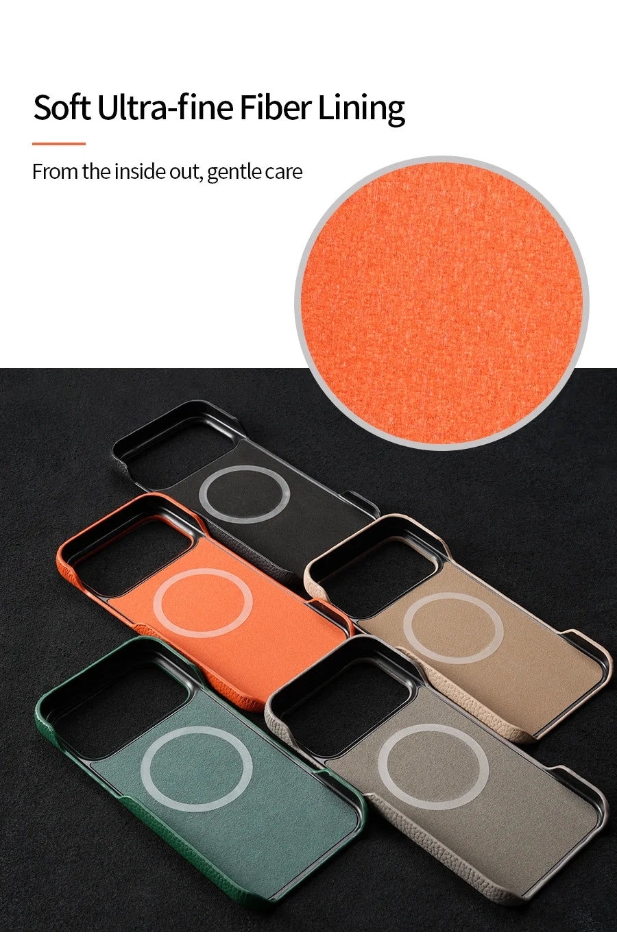 Luxury Lychee Cowhide Leather MagSafe Case for iPhone 17 / 16 / 15 Series