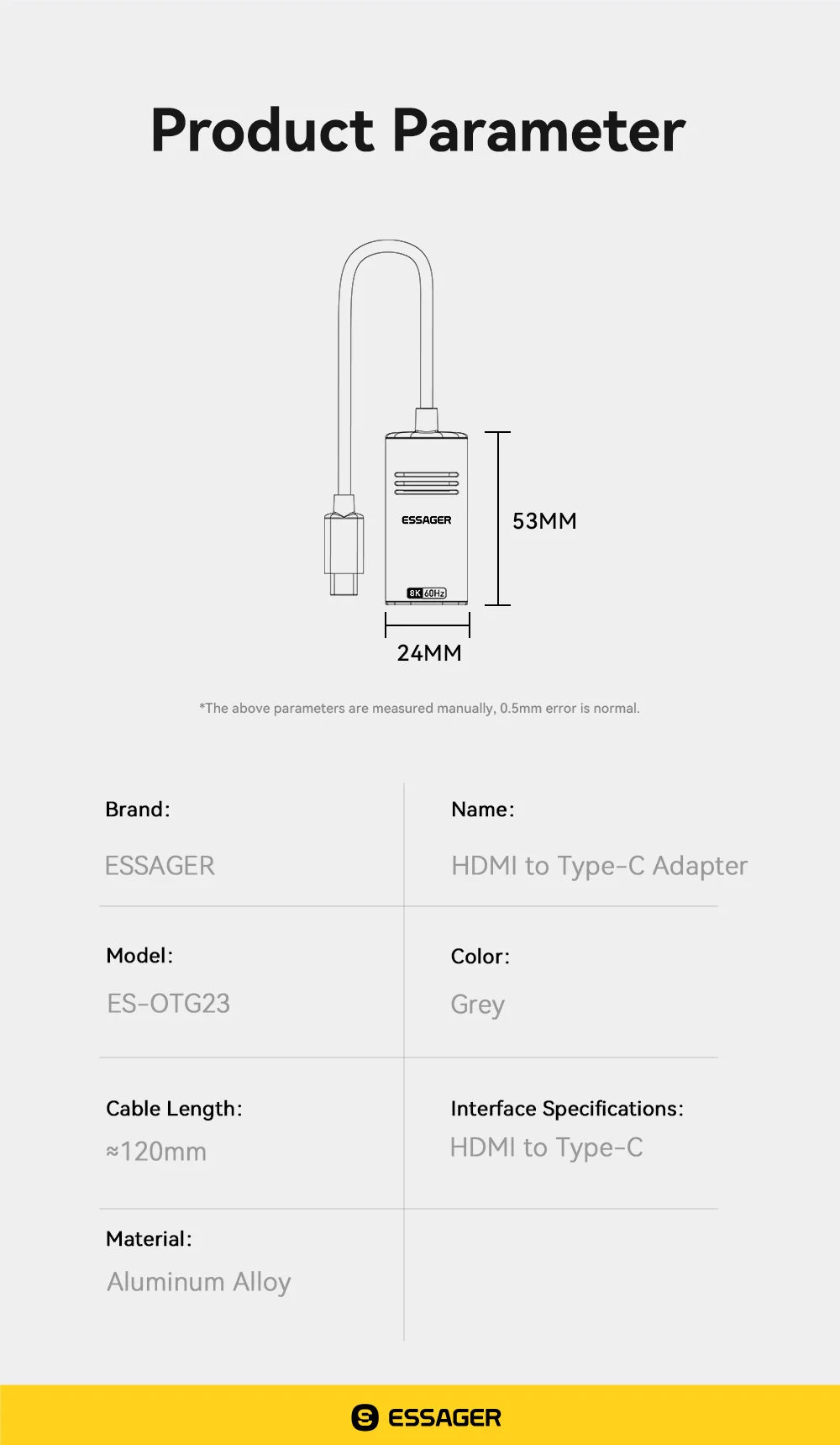 📺🔗 Essager HDMI to USB-C Adapter – 8K@60Hz / 4K@120Hz High-Speed Converter