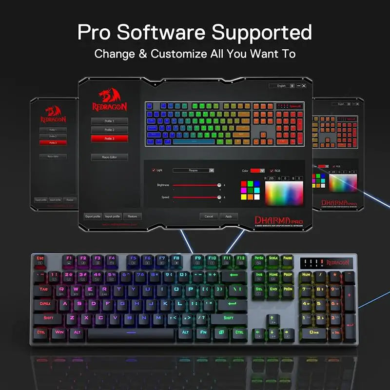 🔥⌨️ Redragon K556 PRO Wireless RGB Mechanical Keyboard – Tri-Mode Hot-Swap