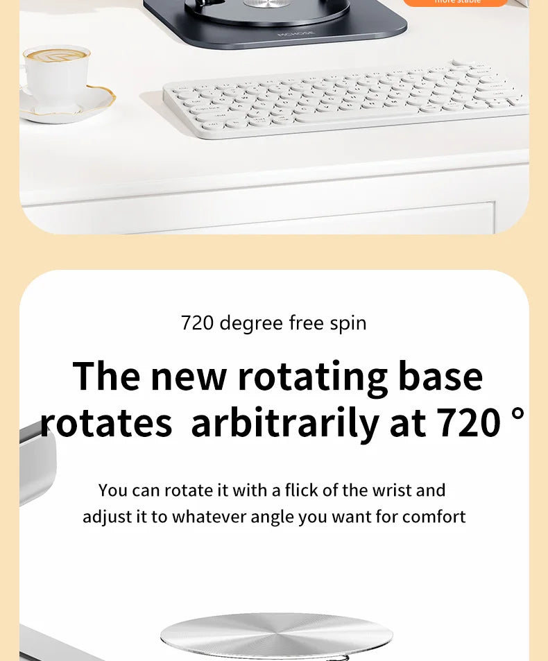 💻🔄 360° Rotatable Aluminum Laptop Stand – Adjustable Desk Riser