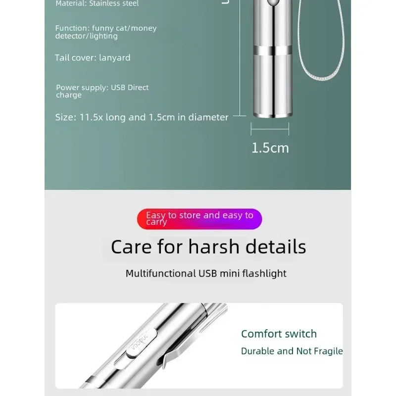 🐱🔴 USB Rechargeable Infrared Laser Cat Toy – Multifunction Interactive Stick