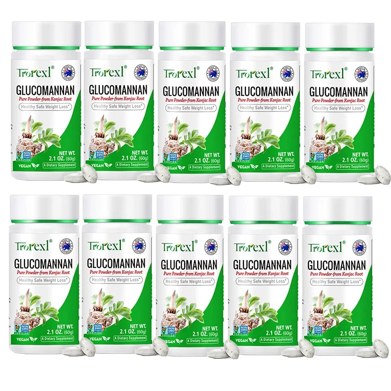 🌿💧 100PCS Glucomannan Powder – Vegan, Non-GMO, Gluten-Free Natural Weight Loss & Appetite Support