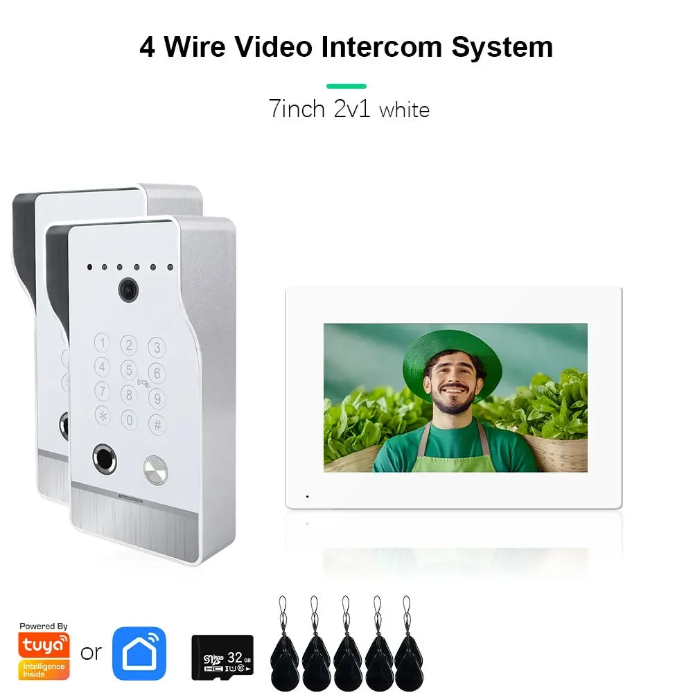 🔔📹 High Quality Video Doorbell Intercom System | Large Screen Smart Videophone 🔐 | Tuya Smart 5-in-1 Unlock 1080P for Home & Apartment