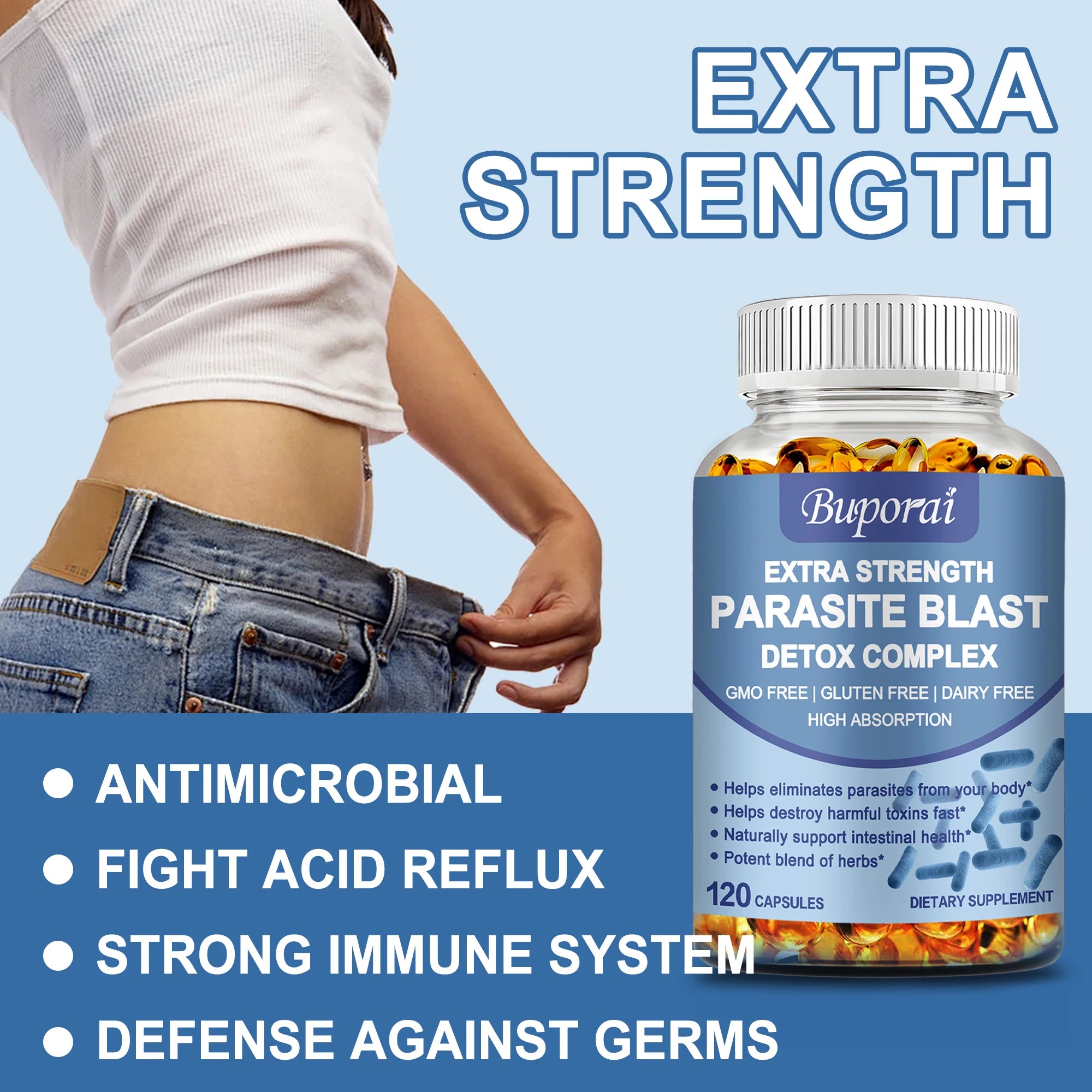 Parasite Blast Detox Complex – Gut Health & Immune Support Formula – 120 Capsules