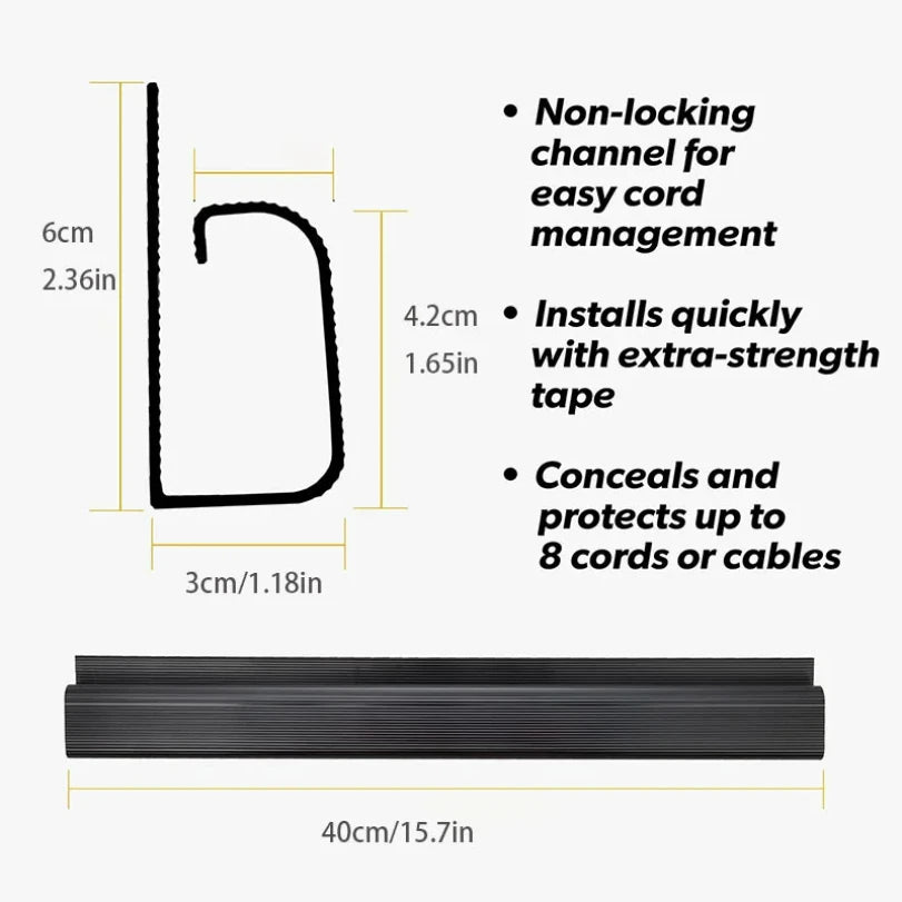 🤍🔌 Channel Desk Cable Organizer – No Drill Under Desk Cable Tray