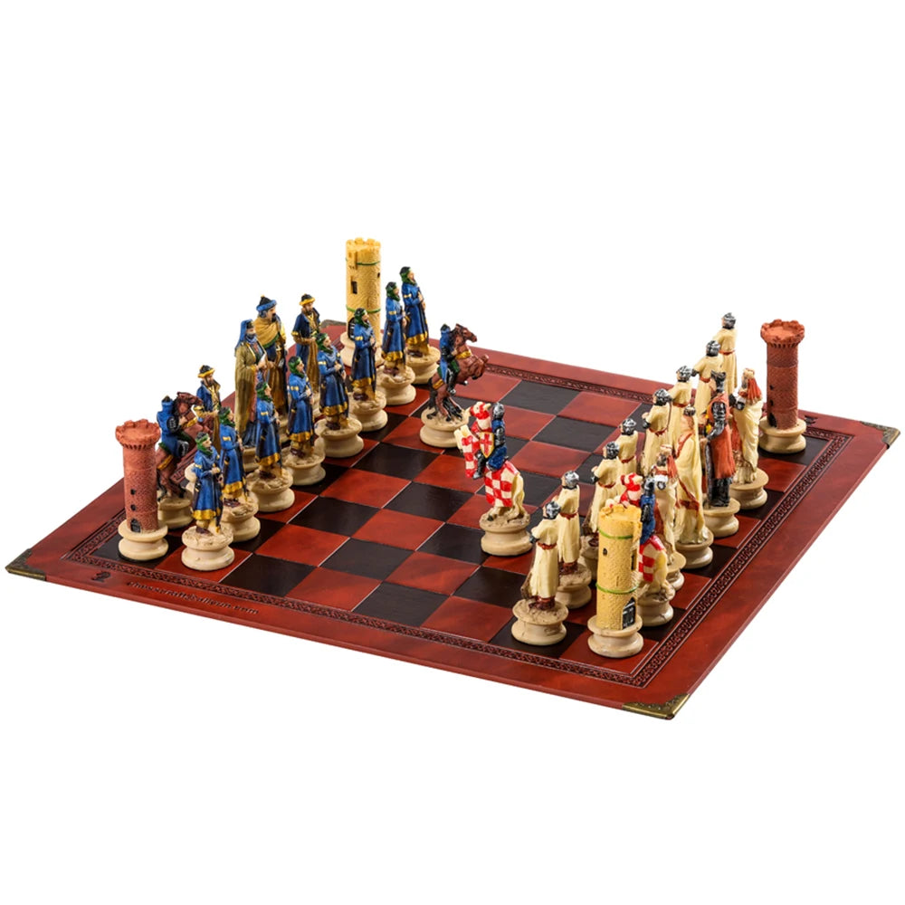 Role Theme Historical Chess Set ♟️ | Hand‑Painted Resin Pieces & Embossed Leather Board 🪄 | 32‑Piece Collector’s Gift Set 🎁 | Premium Strategy Game for Home & Display